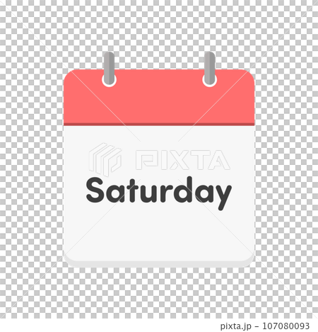 Saturdayの文字とカレンダーのアイコン - シンプルな土曜日のイメージ素材 - 英語 107080093