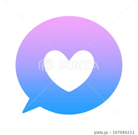 グラデーションのハートマークの吹き出し 107080211