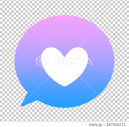 グラデーションのハートマークの吹き出し 107080211
