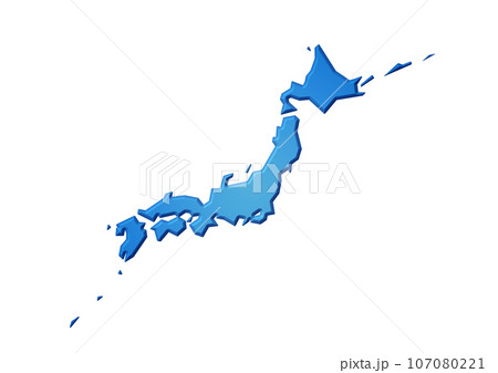 シンプルな青い日本地図 シンプルな青い日本地図 107080221