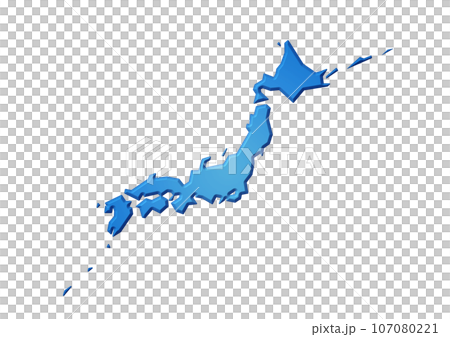 シンプルな青い日本地図 シンプルな青い日本地図 107080221
