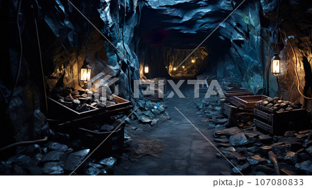 炭鉱跡地の内部「AI生成画像」 107080833