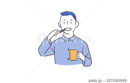 歯磨きをする男性 107080999