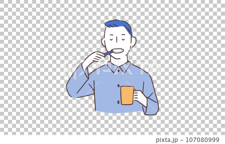 歯磨きをする男性 107080999