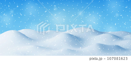 3D Winter Landscape with Snowdrifts and Snow 107081623