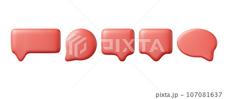 3D Red Blank Speech Bubble Set 107081637