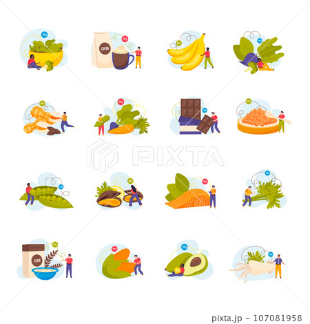 Magnesium Foods Icons Set 107081958