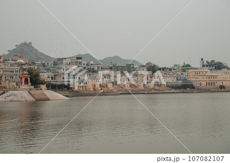 Holy lake in Pushkar, Rajasthan India.  107082107
