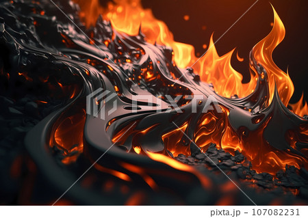 Close-up fire background, digital art. Generative AI 107082231