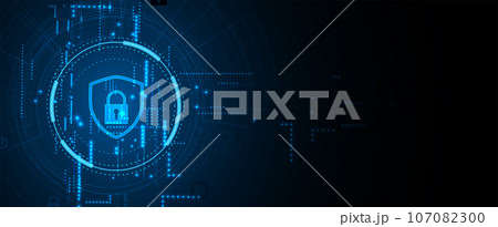 internet digital security technology concept for business background. Lock on circuit board 107082300