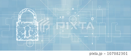 internet digital security technology concept for business background. Lock on circuit board 107082301