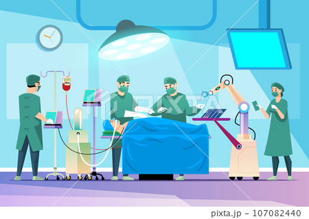 A robot that helps pick up surgical supplies for the surgical team in the operating room. 107082440