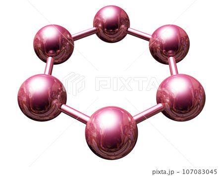 立体・3DCG「6つの球体・ボール連携」レッド,赤 107083045