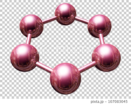 立体・3DCG「6つの球体・ボール連携」レッド,赤 107083045