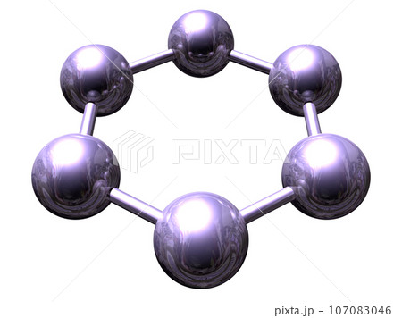 立体・3DCG「6つの球体・ボール連携」パープル,紫 107083046