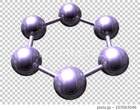 立体・3DCG「6つの球体・ボール連携」パープル,紫 107083046