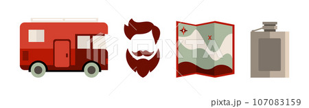 Camping Tourism Icon and Adventure Object Vector Set Camping Tourism Icon and Adventure Object Vector Set 107083159