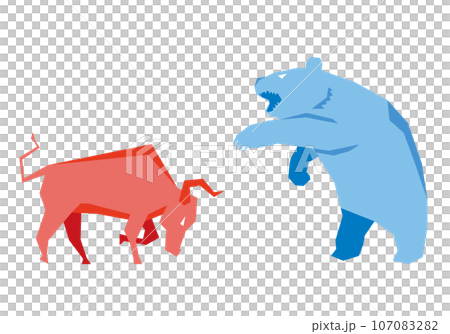 Image illustration of bull and bear representing stock market Image illustration of bull and bear representing stock market 107083282