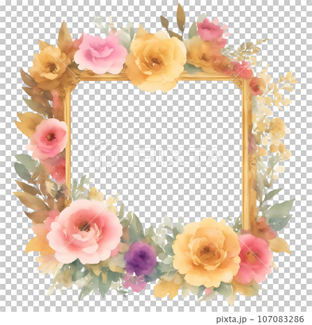 Romantic flower frame clip art 107083286