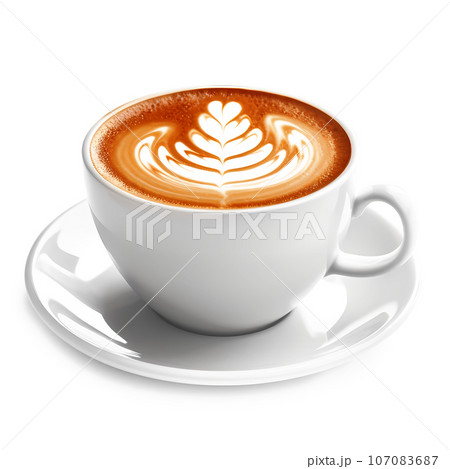Cup of latte on white background 107083687