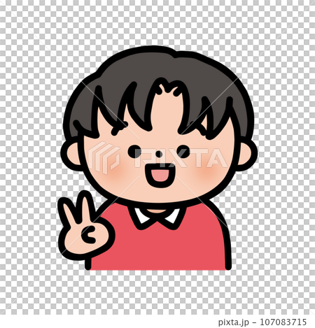 ピースサインをする男性 ピースサインをする男性 107083715