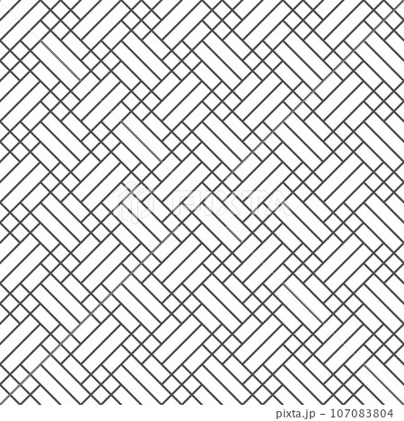 Wicker geometric seamless pattern. Line bamboo basket texture. Simple abstract pattern. Wooden parquet background. Weave background. Vector illustration on white background Wicker geometric seamless pattern. Line bamboo basket texture. Simple abstract pattern. Wooden parquet background. Weave background. Vector illustration on white background 107083804