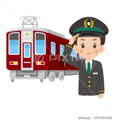 電車と運転士の男性　上半身 107084286