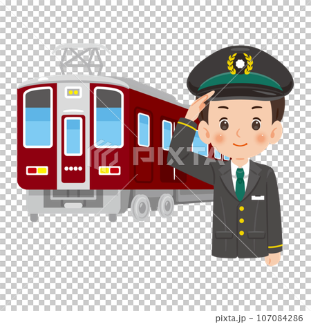 電車と運転士の男性　上半身 107084286