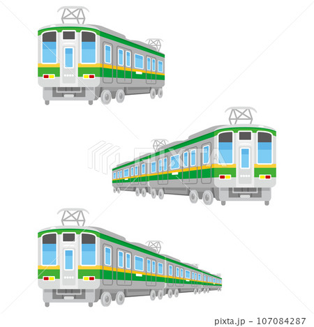 電車　シルバー　斜め 107084287