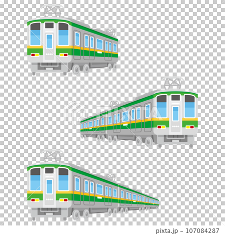 電車　シルバー　斜め 107084287