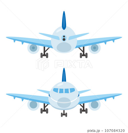 飛行機　正面と背後　タイヤあり 107084320