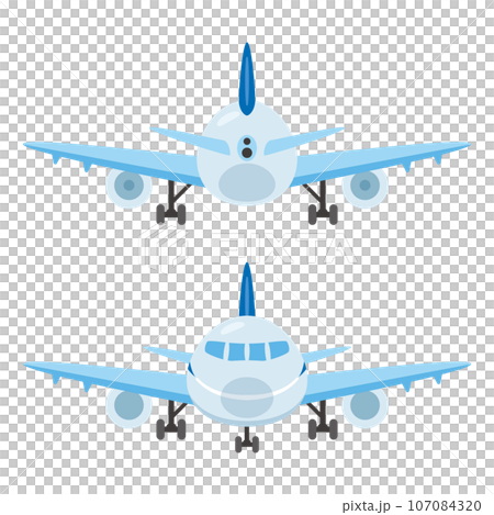 飛行機　正面と背後　タイヤあり 107084320