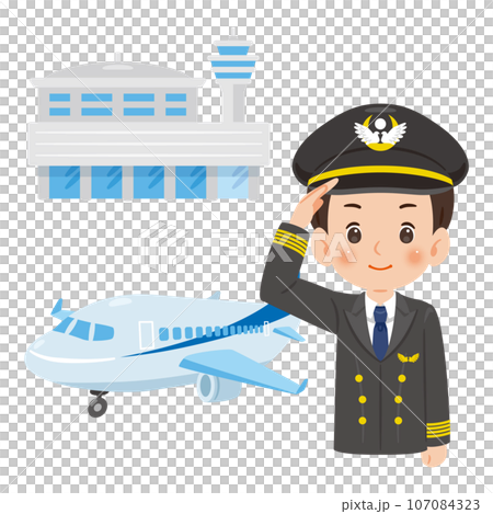 Male pilot upper body airplane airport Male pilot upper body airplane airport 107084323