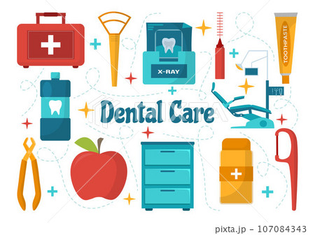 Dental Care Vector Illustration with Dentist Treating Human Teeth and Cleaning Using Medical Equipment in Healthcare Flat Cartoon Background Design Dental Care Vector Illustration with Dentist Treating Human Teeth and Cleaning Using Medical Equipment in Healthcare Flat Cartoon Background Design 107084343