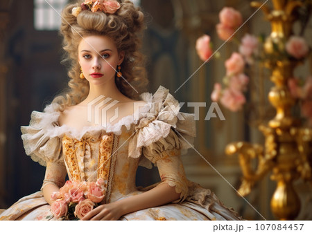 AIイラスト、ロココ調なお部屋でおすましする少女 AIイラスト、ロココ調なお部屋でおすましする少女 107084457