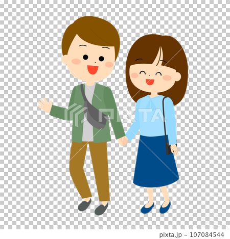 年輕男人和女人手牽手散步 107084544