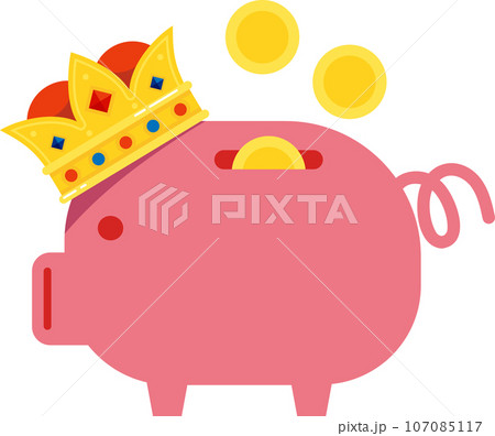 piggy bank king crown.  107085117