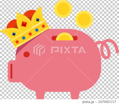 piggy bank king crown.  107085117