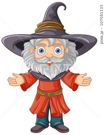 Old wizard wearing a hat with a long beard Old wizard wearing a hat with a long beard 107085135