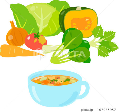 野菜スープと材料の野菜 107085957