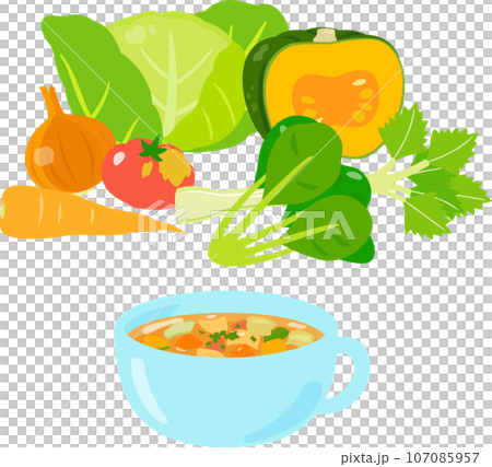 野菜スープと材料の野菜 107085957