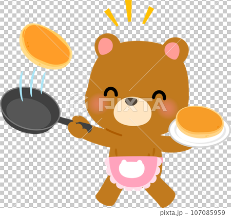 Bear character baking pancakes Bear character baking pancakes 107085959