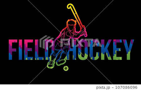 Field Hockey Font Design with Male Player Action Cartoon Graphic Vector Field Hockey Font Design with Male Player Action Cartoon Graphic Vector 107086096