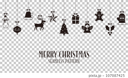 クリスマスの飾りのシームレスパターンイラスト 黒 クリスマスの飾りのシームレスパターンイラスト 黒 107087425