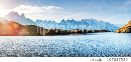 Beautiful sunrise on Chesery lake Beautiful sunrise on Chesery lake 107087580