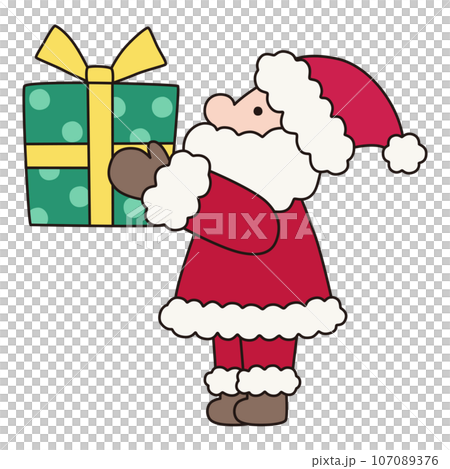 Illustration of cute Santa Claus holding a present / Santa, vector Illustration of cute Santa Claus holding a present / Santa, vector 107089376