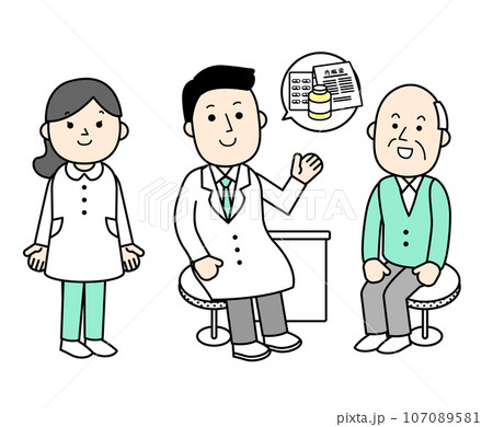 シンプルな人物イラスト 医療 男性医師と患者 シンプルな人物イラスト 医療 男性医師と患者 107089581