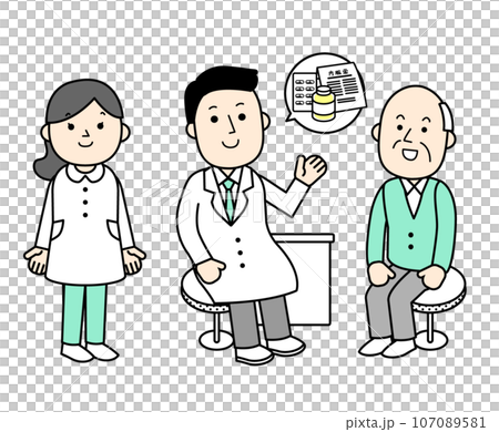シンプルな人物イラスト 医療 男性医師と患者 シンプルな人物イラスト 医療 男性医師と患者 107089581