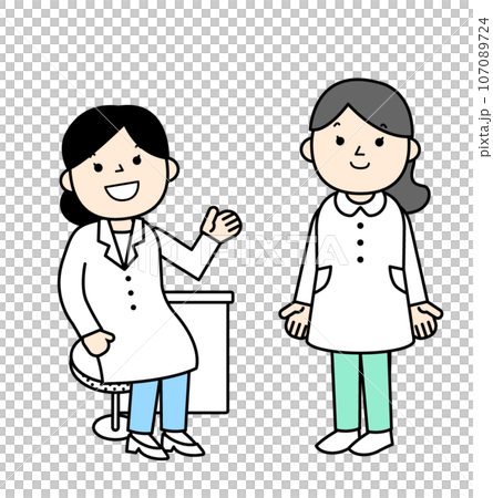 シンプルな人物イラスト　医療　女性医師と看護師 107089724