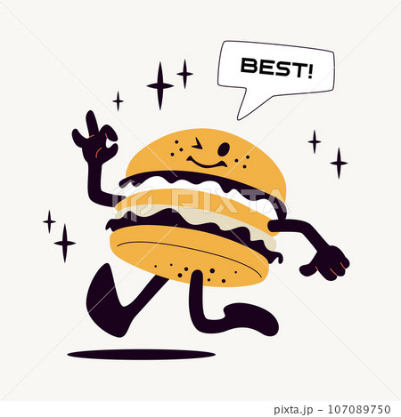 Best Burger Retro Character Mascot Best Burger Retro Character Mascot 107089750